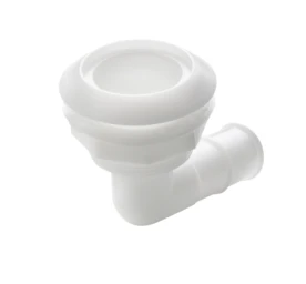 Thru-hull, 90 degree angled with high flange, Delrin, for hose Ø 25 mm (1") - Image 1