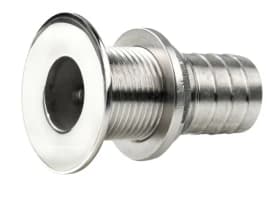 Thru-hull, stainless steel, flush flange, polished finish, G1 1/2'', with hose connection Ø 43 mm - Image 1