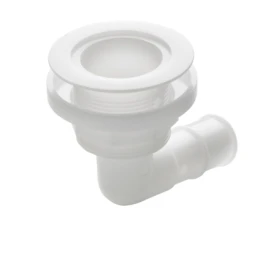 Thru-hull, 90 degree angled with low flange, Delrin, for hose Ø 28 mm (1 1/8") - Image 1